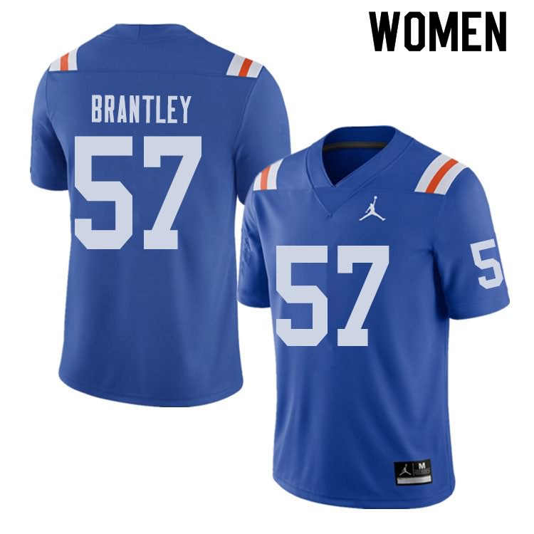 Women's NCAA Florida Gators Caleb Brantley #57 Stitched Authentic Alternate Jordan Brand Royal Throwback College Football Jersey NKB3465VM